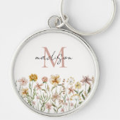 Monogrammed Waterverf Wildflower Meadow Floral Sleutelhanger (Voorkant)