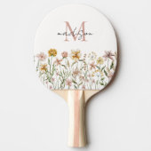 Monogrammed Waterverf Wildflower Meadow Floral Tafeltennisbatje (Voorkant)