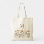 Monogrammed Waterverf Wildflower Meadow Floral Tote Bag (Achterkant)