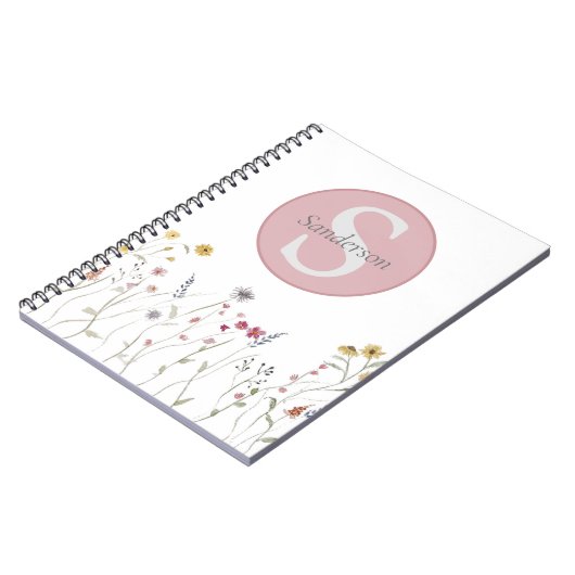 Monogrammed Waterverf Wildflower Notitieboek (Linkerzijde)