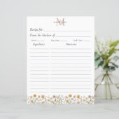 Monogrammed Waterverf Wildflower Recept Invoegen (Staand voorkant)