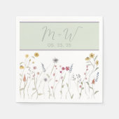 Monogrammed Waterverf Wildflower servetten (Voorkant)