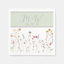 Monogrammed Waterverf Wildflower servetten
