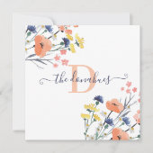 Monogrammed Waterverf Wildflower Square Kaart (Voorkant)