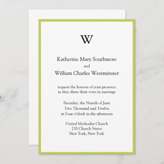 Monogrammed Wedding Invitations Kaart (Voorkant / Achterkant)