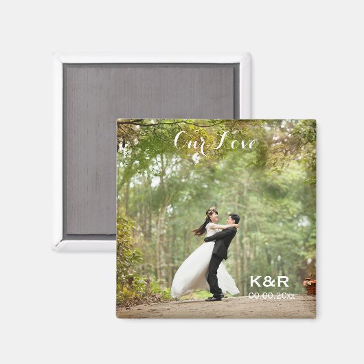 Monogrammed Wedding Photo Magnet (Voorkant / Achterkant)