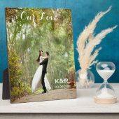 Monogrammed Wedding Photo Plaque met Easel Fotoplaat (Zijkant)