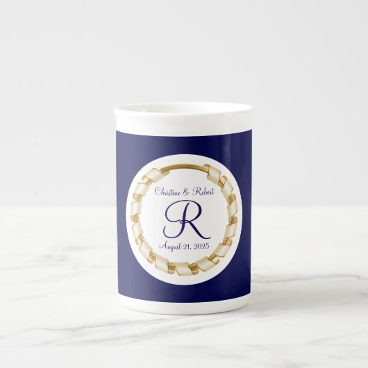 Monogrammed Wedding Porselein Kop (Voorkant)