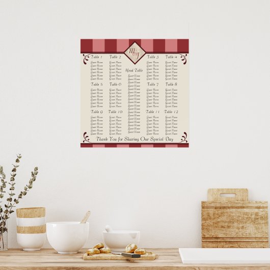 Monogrammed Wedding Reception Zetel Poster (Keuken)