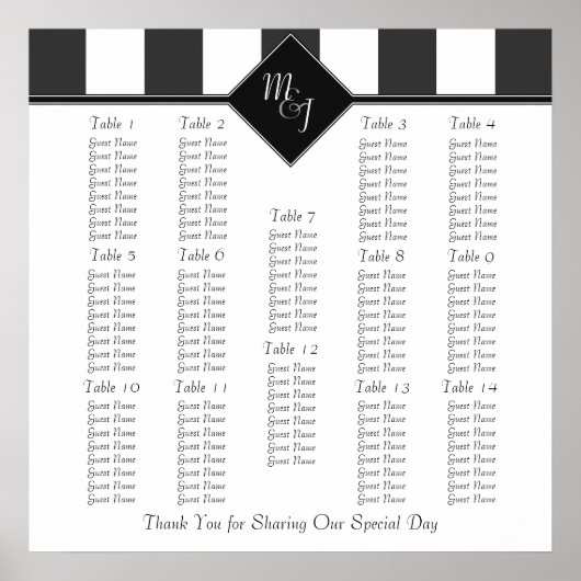 Monogrammed Wedding Reception Zetel Poster (Voorkant)