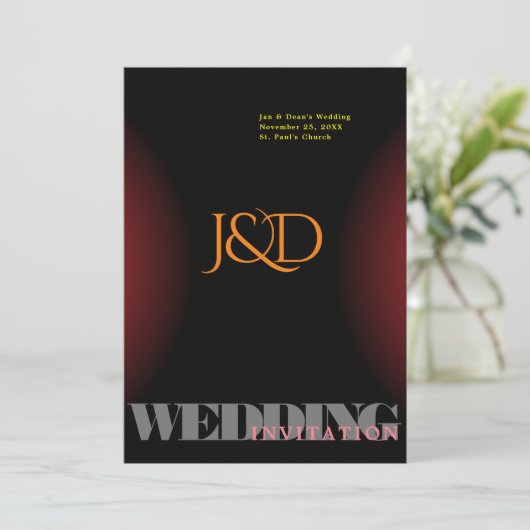 Monogrammed Wedding Uitnodiging (Staand voorkant)