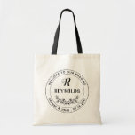 Monogrammed Welcome to Our Wedding Tote Bag<br><div class="desc">Een charmante monogrammed bruiloft bevoordeelt canvas tassen met een handgetekende halve adem.</div>