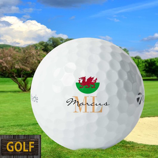 Monogrammed Welsh Flag & Wales /Cymru Golf Balls Golfballen