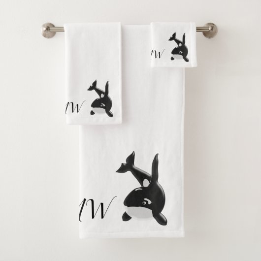 Monogrammed Whale Design Bad Handdoek (Insitu)