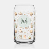 Monogrammed Whimsical Floral Strawberry Country Blikvorm Glas (Voorkant)