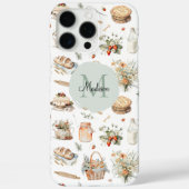 Monogrammed Whimsical Floral Strawberry Country Case-Mate iPhone Case (Achterkant)
