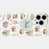 Monogrammed Whimsical Floral Strawberry Country Case-Mate iPhone Case (Achterkant (horizontaal))