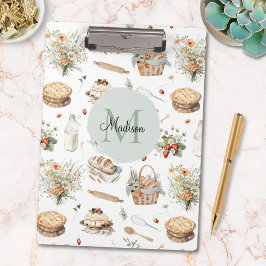 Monogrammed Whimsical Floral Strawberry Country Klembord