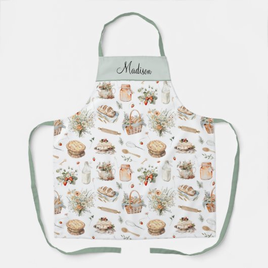 Monogrammed Whimsical Floral Strawberry Country Schort (Voorkant)