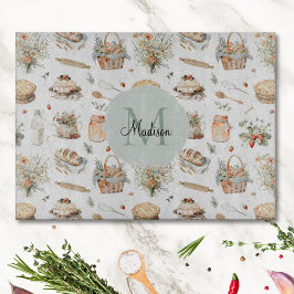 Monogrammed Whimsical Floral Strawberry Country Snijplank