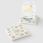 Monogrammed Whimsical Floral Strawberry Country Stenen Onderzetter (Zijkant)