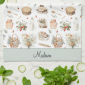 Monogrammed Whimsical Floral Strawberry Country Theedoek (Gevouwen)