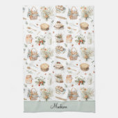 Monogrammed Whimsical Floral Strawberry Country Theedoek (Verticaal)