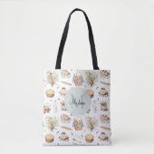 Monogrammed Whimsical Floral Strawberry Country Tote Bag (Voorkant)