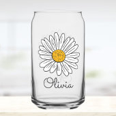 Monogrammed White Daisy Floral Doodle Kinder Blikvorm Glas