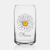 Monogrammed White Daisy Floral Doodle Kinder Blikvorm Glas (Voorkant)