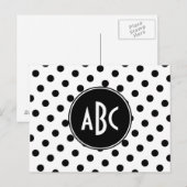 Monogrammed White en Black Polka Dots Briefkaart (Voorkant / Achterkant)