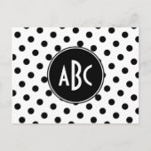 Monogrammed White en Black Polka Dots Briefkaart (Voorkant)