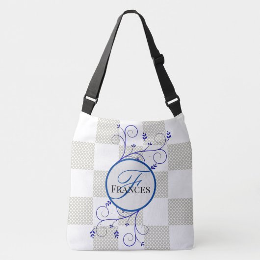 Monogrammed White en Blue Personalized Canvas tas (Voorkant)