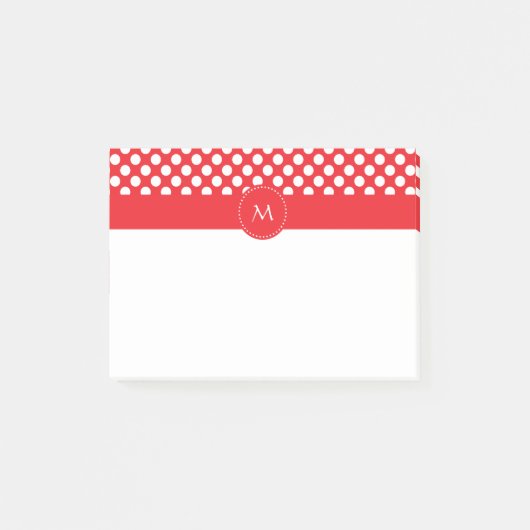 Monogrammed White en Red Polka Dot Post-it® Notes (Voorkant)