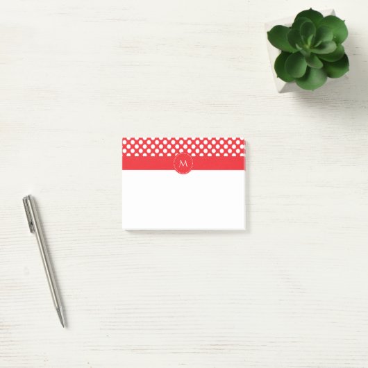 Monogrammed White en Red Polka Dot Post-it® Notes (Kantoor)