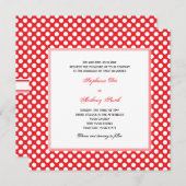 Monogrammed White en Red Polka Dot Wedding Kaart (Voorkant / Achterkant)