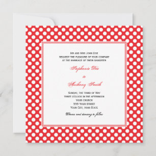 Monogrammed White en Red Polka Dot Wedding Kaart