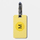 Monogrammed White en Yellow Polka Dot Bagagelabel (Achterkant verticaal)