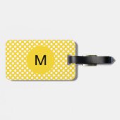 Monogrammed White en Yellow Polka Dot Bagagelabel (Achterkant horizontaal)