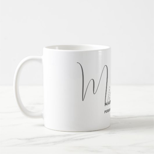 Monogrammed White Grey Personal Trainer Modern Koffiemok (Links)