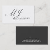 Monogrammed White Grey Personal Trainer Modern Visitekaartje (Voorkant / Achterkant)