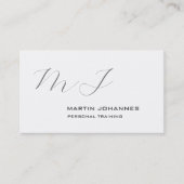 Monogrammed White Grey Personal Trainer Modern Visitekaartje (Voorkant)