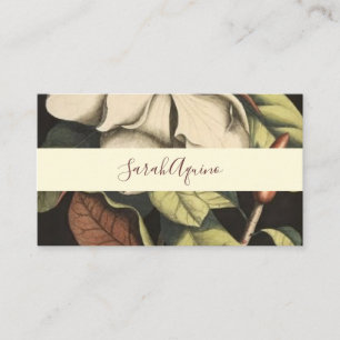 Monogrammed White Magnolia Floral Visitekaartje