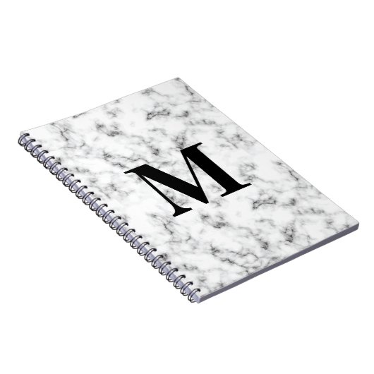 Monogrammed White Marble Pattern Notitieboek (Rechterzijde)