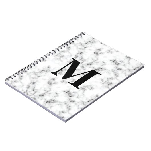 Monogrammed White Marble Pattern Notitieboek (Linkerzijde)
