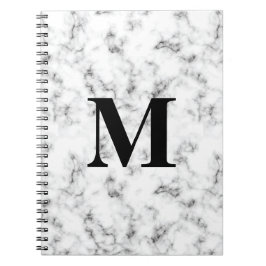 Monogrammed White Marble Pattern Notitieboek