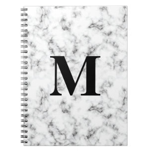 Monogrammed White Marble Pattern Notitieboek