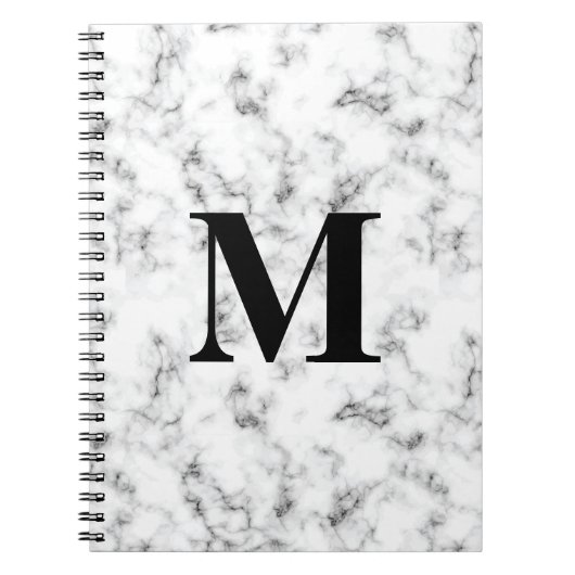 Monogrammed White Marble Pattern Notitieboek (Voorkant)