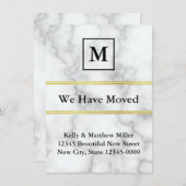 Monogrammed White Marble Search Moving Announding Aankondiging (Voorkant / Achterkant)