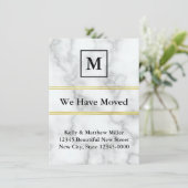 Monogrammed White Marble Search Moving Announding Aankondiging (Staand voorkant)
